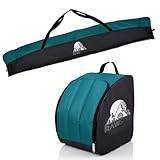 Rawstyle Skitasche Ski-Schuh-Tasche Set, SKI-Tasche, 160cm oder 180cm, wasserdicht, Ski Bag, Ski Cover, Wintersport, Kombi (schwarz-türkis, Set 180cm)