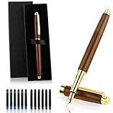 TIESOME Handgefertigtes Holz Füllfederhalter Set, Messing Holz Füllfederhalter Set 0.5 MM F Spitze mit 12 Stück 2.6 Mm Kalligraphie Füller Schönschreibfüller für Journaling Kalligraphie Zubehör