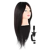 Cryfokt Professioneller Echthaar-Mannequinkopf Zum Frisieren, Schneiden, Stylen, Dauerwellen, Geeignet für Friseure und Friseurläden