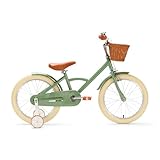 Generation Classic Kinderfahrrad mit Korb 18 Zoll - Grün - Fahrrad mit Stützrädern für Kinder von 5 bis 7 Jahren