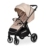 CARETERO - Leichter Kinderwagen, Agil Pram mit verstellbarem Sitz, Verdeck und Stauraum - Reisebuggy mit Sicherheitsgurt, verstellbarem Griff und Regenschutz - Kinderwagen für Kleinkinder - Latte