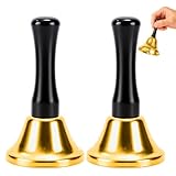2 Stück Glocke, Handglocke, Tischglocke, Metallglöckchen, 6,5 cm Durchmesser, 12 cm Höhe