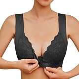 Damen Soft Spitzen BH ohne Bügel Vorderverschluss Gepolstert Bralette Nahtlose Bustier Push up Bügelloser Weicher Bustier Atmungsaktiver Bra für Schlafen Yoga Bra