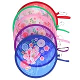 KONTONTY 5Stücke Faltbare Handventilatoren Pfingstrosenfarben Runde Kompakte Ventilatoren für Erwachsene für Sommerpartys und Outdoor Aktivitäten