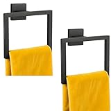 Handtuchhalter, Handtuchhalter für Badezimmer, SUS304 Edelstahl, Handtuchring, Wandmontage, geeignet für Badezimmer, WC, Schlafzimmer, Handtuchringe für Badezimmerwand, Schwarz, 2 Stück