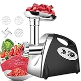 awolsrgiop Fleischwolf Elektrisch, 2800W Elektrischer Fleischwolf Wurstfüller mit 3 Mahlplatten und Wurstfüllrohren, Fleischwolf Elektrisch Multi Küchenmaschine Meat Grinder - Schwarz