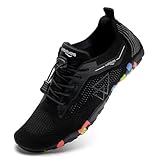 WateLves Badeschuhe Wasserschuhe Damen Herren Schnell Trocknende und Schnell Tragende Strandschuhe für Tauchen Surfen Wassersport Wandern Yoga Alltag Dreieck Schwarz 44 EU