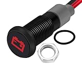 RUNCCI-YUN 12V/24V runde Metall wasserdichte Signalleuchte LED Kontrollleuchte,8mm Plattenmontage DC LED kontrollleuchte,Dash Warnlicht Kontrollleuchte mit 26 AWG 150 mm（warnen Kontrollleuchte） Rot