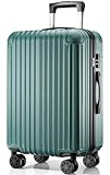 ABISTAB Hartschalen Koffer & Trolleys Größe L Reisekoffer Rollkoffer Handgepäck Koffer, Zahlenschloss, Teleskopgriff, 360°Doppelrollen (Dunkelgrün, 76x51x30 cm, 100L)