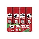 Pritt Klebestift, sicherer und kinderfreundlicher Kleber für Kunst und Bastelarbeiten, starker Klebstoff für Schule & Bürobedarf, 4x43g Pritt Stift