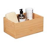 Relaxdays Aufbewahrungsbox Bambus, stapelbar, Bambuskiste ohne Deckel, stabil, HBT: 14 x 30 x 20 cm, Stapelbox, natur