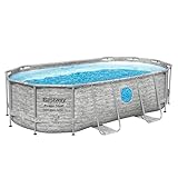 Bestway® Ersatzpool (ohne Zubehör) Power Steel™ Swim Vista Series™ Frame Pool/Aufstellbecken, 427 x 250 x 100 cm, oval, braune Rattan-Optik