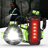 HONGYEA Lauflicht Lauflampe Joggen Brustlampe,Type-c Wiederaufladbare Lauflampe, 800 Lumen Wasserdicht Laufen Licht, 180° Drehbar, 360°reflektierendes Band für Laufen, Joggen,Angeln, Wandern, Campen