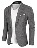 PJ PAUL JONES Herren Sakko Sportlich Regular Fit Freizeit Blazer für Business Hochzeit (Grauschwarz, M)