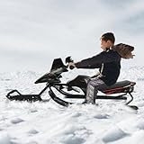 BRRIDE Lenkschlitten 124x51x43.5cm Schneeschlitten mit Fußbremsen und Verstellbares Kissen Bob Kinderschlitten klassischer lenkbarer Schlitten Schwarz