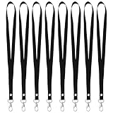 Generisch 8 Stück Ausweishüllen und Lanyards mit Metallkarabiner 15cm Breiter Schwarzer Ausweishalter für Büro Schule und Reisen