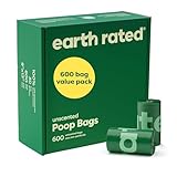 Earth Rated Hundekotbeutel Vorteilspackung, auslaufsichere und extra dicke Haustierkotbeutel für große und kleine Hunde, Nachfüllrollen, geruchlos, 600 Stück