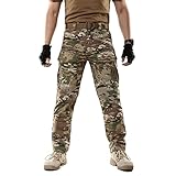 BWBIKE Herren Taktische Militärhose Combat Paintball Hose Outdoor Cargo Trainning Camo Works Hose (ohne Gürtel),Tarnung M