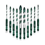 GVHAKG Sägezahnung Fliesenbohrer Exzenterbohrer-Set 10 tlg, Glasbohrer Set mit Kobalt，Keramikbohrer für Fliesen Beton Metall Ziegel Glas Kunststoff Holz (3-12 mm)