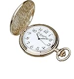 Taschenuhr Quarz Messing Savonnette Vintage 45 mm mit Samtbox & Kette Eichmüller