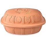 Römertopf Bräter 50 Jahre Jubiläums-Edition, 5 Liter Gänsebräter aus Naturton, ofenfest, hitzebeständig, Dampfgarprinzip für saftige Braten, ideal für Festtagsessen bis 8 Personen