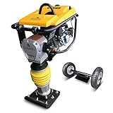 BAMATO Vibrationsstampfer V-85G | 1-Zylinder 4-Takt OHV Motor | 4,1 kW Leistung | 10 kN Verdichtungsdruck | Plattengröße: 290 x 345 mm | Schlagzahl 450-650 1/min. | Rüttelstampfer Grabenstampfer