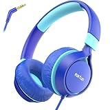 EarFun Kinder Kopfhörer, Kopfhörer Kinder mit Kabel, 85dB Lautstärkenbegrenzer, Superleicht, Faltbarer, Einstellbar, Stereoklang, 90 Grad drehbarer, On-Ear Kinderkopfhörer für Schule/Tablet, Blau
