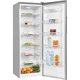 Exquisit Kühlschrank KS350-V-H-040E inoxlook | 331 l Nutzinhalt | Edelstahloptik | Freistehend | LED-Licht | Türanschlag wechselbar | Silber