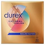 Durex Natural Feeling Kondome – Latexfreie Kondome aus Real-Feel-Material & mit anatomischer Easy-On-Form – 30er Pack (1 x 30 Stück)