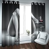 Deertweet Home Dunkelgraue Verdunkelungsvorhänge für Büro, Glas, Rotwein, 3 dicke Schichten, Raumverdunkelungsvorhang für Schlafzimmer, Wohnzimmer, geräuschreduzierende Vorhänge, H183 x B107