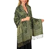 Pashmina Schal Damen, Elegant Weich Troddel Schultertuch Schal für Damen, Leicht Frauen Halstuch Stola mit Paisleymuster - Quaste Tuch Lang Damen