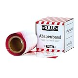 GRIP Eventbasics Absperrband reißfest, rot-weiß gestreift, 50 m x 70 mm, PE Absperrband im Abrollkarton, Flatterband nicht klebend, rot-weiß