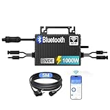 SUKFLOW Mikro Wechselrichter 1000w, Solar PV Wechselrichter mit WLAN, IP67 wasserdicht, mit 5m AC Kabel für Balkonkraftwerk, integrierter MPPT， App Steuerung Plug Play