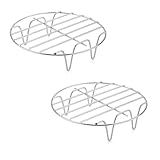 Luftfritteusen-Gestell 15,5 cm, 2 Stück Heißluftfritteuse Gestell, Edelstahl Airfryer Grillpfanne Grillrost, Rund Kochständer zum Backen Kühlen Dämpfen Grillen, Mehrzweck-Luftfritteuse Zubehör