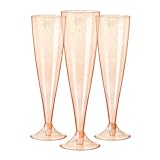 Homy Feel Rotgold-Glitzer-Weingläser, Kunststoff, Rotgold, 30 Stück, 142 ml, Champagnerflöten, Kunststoff-Champagnerflöten, Mimosen-Bar, Glasse für Silvester, Partyzubehör 2024