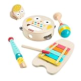 Fisher-Price Musik-Geschenkset für Kleinkinder mit Tierspielzeug-Instrumenten, 6 Holzteile für Kinder ab 2 Jahren, HXT90