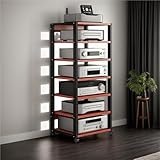 Audio HiFi Regal Rack Audioständer, HiFi-Rack, AV-Schrank, höhenverstellbarer Audioständer, TV-Spielekonsolen-Receiver-Rack, Home-Office-Club-Theater-Wohnzimmer(Brown)
