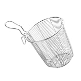 SAFIGLE Edelstahl Sieb mit Langem Griff Hitzebeständiger Tiefen Frittierkorb und Feinnetz sieblöffel für Sicheres Abseihen von Nudeln Gemüse und Brühe Ergonomisch für Einfache Handhabung