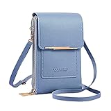 Generisch Umhängetaschen Herren Groß Außenhandel für Damen Multifunktionale Einzelschulter-Touchscreen-Handy-Geldbörse aus PU- Umhängetasche Freigut Taschen (Blue, One Size)