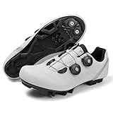 Treer Fahrradschuhe Herren Damen, 2025 Rennradschuhe mit Cleats Schuhe Rennrad Schuh Mountain Bikes Schuhe, Kompatibel Outdoor Radschuhe Fahrrad Indoor Spin 37EU-47EU (Weiß,47)