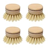 Spülbürste aus Holz, Ersatzbürstenköpfe für Öko-Spülbürste, Öko-Bambus-Spülbürste, natürliche Spülbürste, Küche, Öko-Bambus-Schrubber zum Waschen und Reinigen, 4 Stück