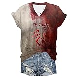 Halloween Tshirt Problem Gelöst Bedrucktes Halloween T Shirt Blutiges Shirt Horror T Shirts Tshirt Damen Sommer Fun Shirt Damen Baseball Shirt Damen T-Shirts Für Damen Set Schwarze Tshirt Damen