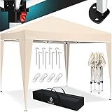 KESSER® Pavillon 3x3m | wasserdicht | inkl. Tasche | Pop-Up Klicksystem | UV-Schutz 50+ | Faltpavillon | Gartenzelt | Partyzelt | Metall-Verstrebungen | Beige