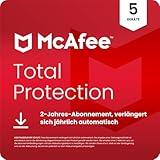McAfee Total Protection 2026 (5 Geräte) | Virenschutz, VPN, Betrugsschutz, Sicherheitssoftware, Identitätsüberwachung | 2-Jahres-Abonnement mit automatischer Verlängerung | Download