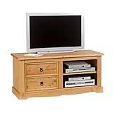 IDIMEX TV Lowboard Tequila, Kiefer massiv im Landhausstil, TV Board aus Massivholz nut 2 Schubladen