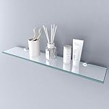 Heilmetz Glasregal Duschablage Badablage 8mm Hartglas Glasablage für Badezimmer Dusche Ablage 48cm x 9.2cm Glas Regal