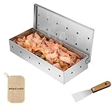 Heavy Duty 430 Edelstahl Räucherbox Set für BBQ - Holzspäne Räucherbox für Gas- & Holzkohlegrills inklusive Luffaschrubber, Schaberwerkzeug & Bedienungsanleitung - Universal BBQ Grillzubehör