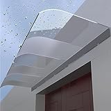 Vordach für Haustür, Terrasse, gewölbt, für den Außenbereich, Polycarbonat, Vordertür, Fenstermarkise, unsichtbar, 40 x 360 cm breit, wasserdicht/UV-beständig, 50 x 340 cm