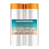 LLPT Abdeckfolie Klebeband mit Folie | 2 Rollen | Transparent Abdeckfolie Selbstklebende Malerfolie Malerband | Zum Schutz von Autos Wänden Staub und Spritzschutz (MFT1502) | 150cm(ungefaltet) x 20m