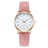 AOOSU Damenuhr Leder, Damen Analog Quarz Uhr mit Leder Armband, Uhren Damen Einfache Business Klassische Armbanduhr Lässig Quarzuhr Kleideruhr Nachtlicht
